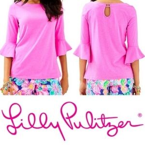 LILLY PULITZER NWT Fontaine Top in Mandevilla Pink 3/4 length sleeve Size M